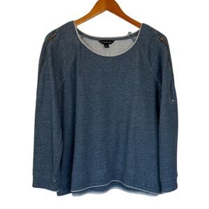 Rock & Republic Sweatshirt Women X Large Blue Zipper Shoulders Casual Everyday‎